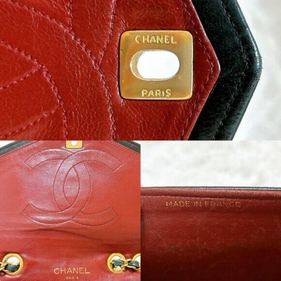 CHANEL 24K Classic Flap Bag Vintage Envelope Chevron Lambskin Leather Purse - Picture 5 of 11